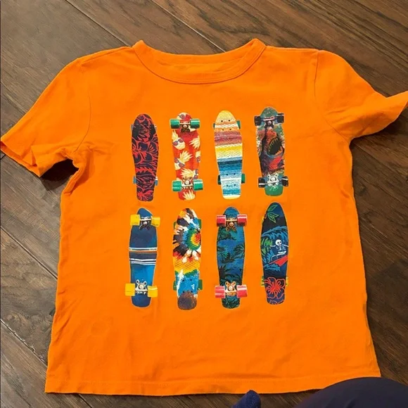 GAP Bright Orange Tee with Skateboard Print - Picture 1 of 3
